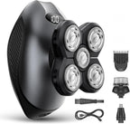Electric Razor for Men, Head & Body Hair Shaver for Men, Cordless Rechargeable Wet/Dry Bald Head & Groin Waterproof Razor with Rotary Blades,Clippers, Beard Trimmer,Nose Trimmer, Brush (Gray)