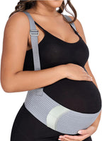 Belly Bands For Pregnant Women Maternity Belt Pregnancy Belly Support Band Adjustable Pregnancy Belt with Back Brace Straps (Gray, Medium)