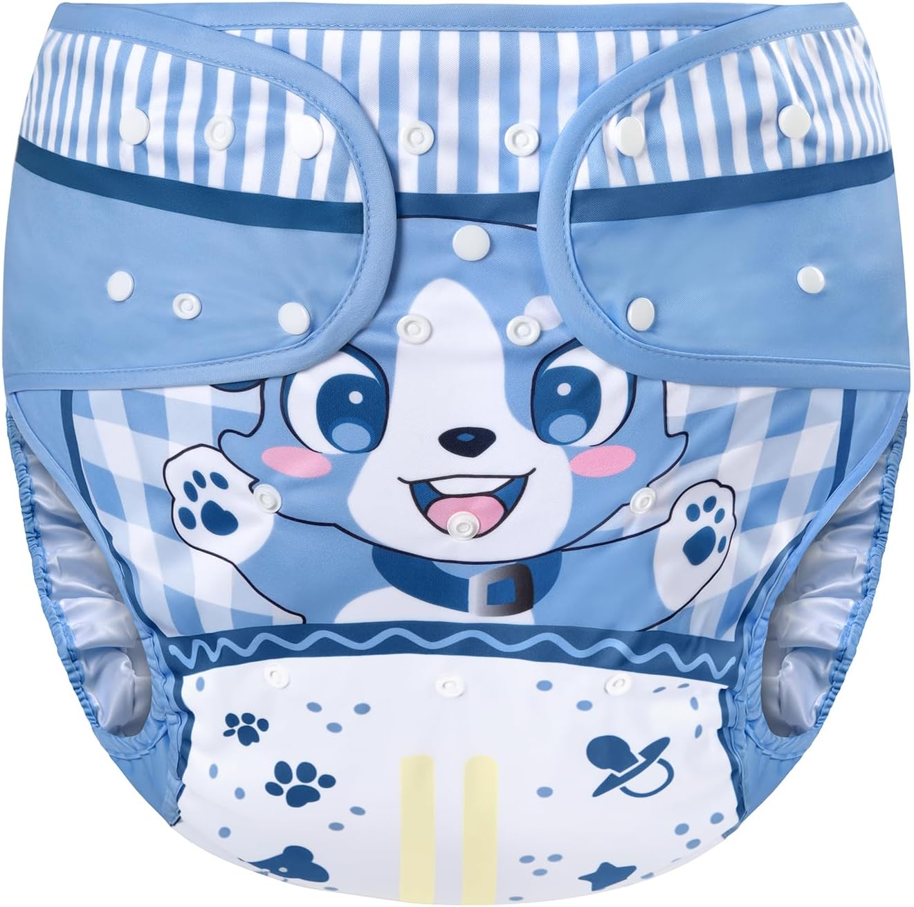 Littleforbig Washable Adjustable Reusable Waterproof Cloth Adult Diaper Wrap Cover- Little Blue M