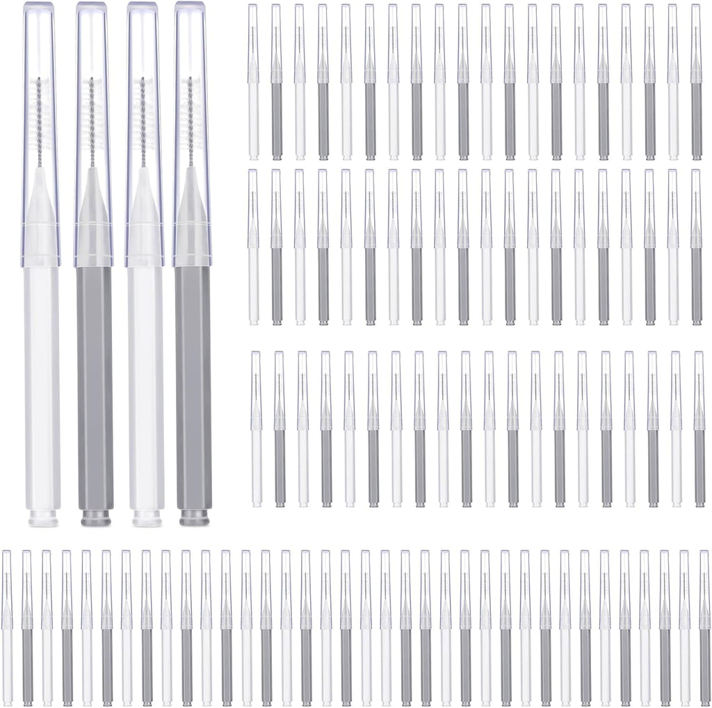 Patelai 100 Pieces Braces Brush for Cleaner Interdental Brush Toothpick Dental Tooth Flossing Head Oral Dental Hygiene Flosser Toothpick Cleaners Tooth Tool(White, Grey,Ideal Size)