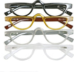 VisionGlobal 4 Pairs Reading Glasses with Spring Hinge for Women/Men, Eyewear Frame (4 Color, +2.00 Magnification)