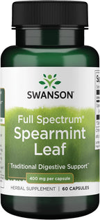 Swanson Spearmint Leaf Full Spectrum Digestive Supplement for Digestive-Comfort-Seeking Adults - 400 mg Mentha Spicata (60 Capsules)
