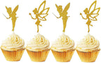 JeVenis 32pcs Gold Glitter Fairy Cupcake Toppers Angel Cake Topper Ballet Cupcake Topper for Birthday Bridal Shower Baby Shower Wedding Decoration Supplies