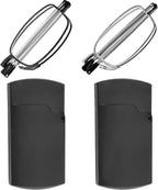 Success Eyewear Reading Glasses 2 Pair Black and Gunmetal Readers Compact Folding Unisex Glasses for Reading Case Included