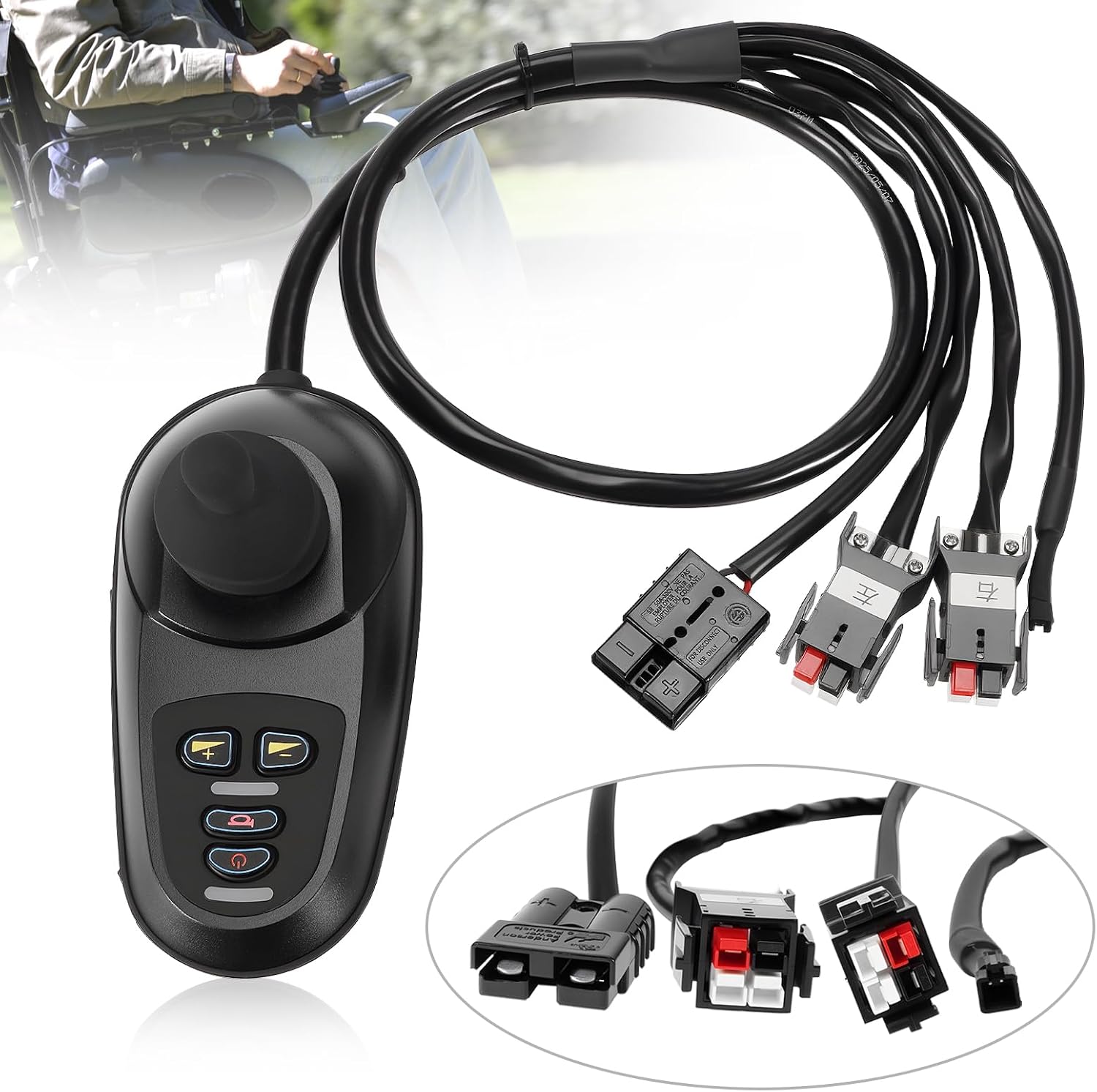 Kozlira Electric Wheelchair Joystick Controller 24V DC, Universal 4 Keys Power Wheelchair Controller with Adjustable Speed, 50A Replacement Mobility Accessory
