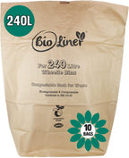 240 Litre x 10 Paper Compostable Wheelie Bin Liners - Biodegradable Sacks/Liners - Bioliner Eco Sack Bags with All-Green Composting Guide