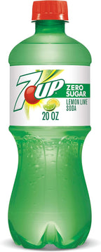 Zero 7up 20oz Soda Bottles, Pack of 24 (Total of 480 FL OZ) F