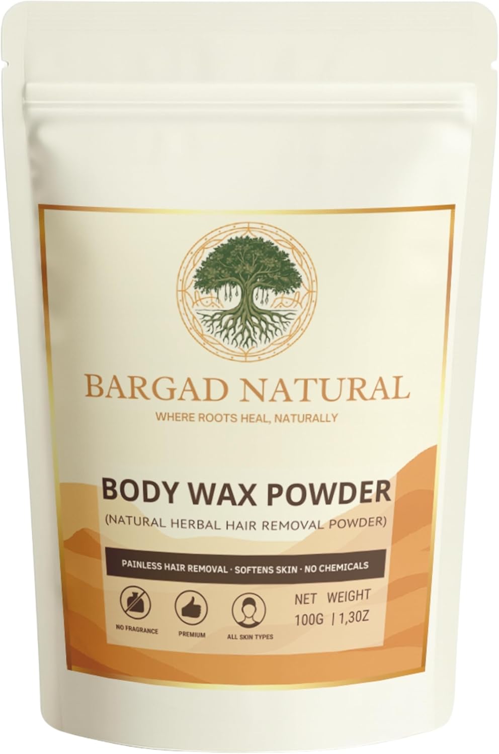 Body Wax Powder – 100% Herbal Hair Removal Powder – Smooth Skin Without Pain or Strips – 3.5 oz (100g) Pack