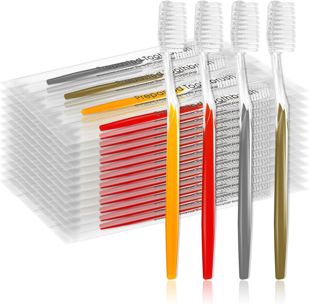 200pcs Prepasted Disposable Toothbrushes Bulk Individually Wrapped Pre Pasted Soft Bristle Tooth Brush Set Travel Toothbrushes for Homeless Gift Hotel Camping Travel