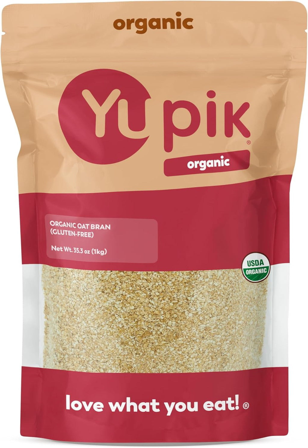 Yupik Organic Oat Bran, Gluten-Free, 2.2 lb (35.2 oz), Non-GMO, Kosher, Vegan, Raw, Made from Hull of Whole Grain Oats, Good Source of Fiber, Ideal for Baking & Cooking
