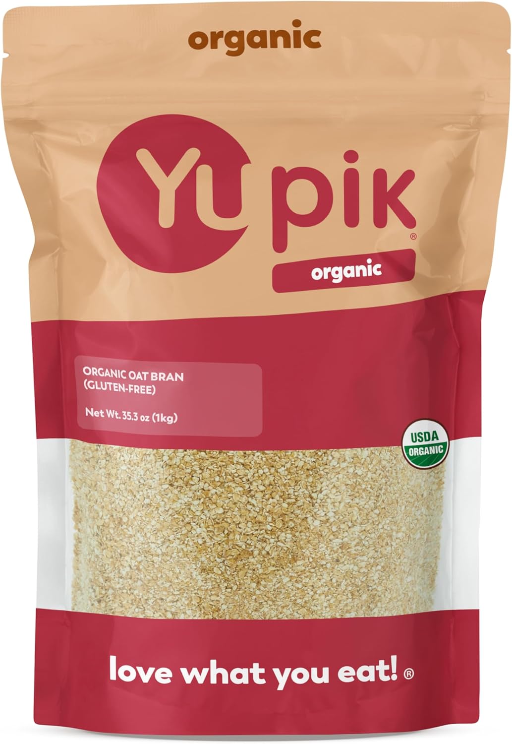 Yupik Organic Oat Bran, Gluten-Free, 2.2 lb (35.2 oz), Non-GMO, Kosher, Vegan, Raw, Made from Hull of Whole Grain Oats, Good Source of Fiber, Ideal for Baking & Cooking