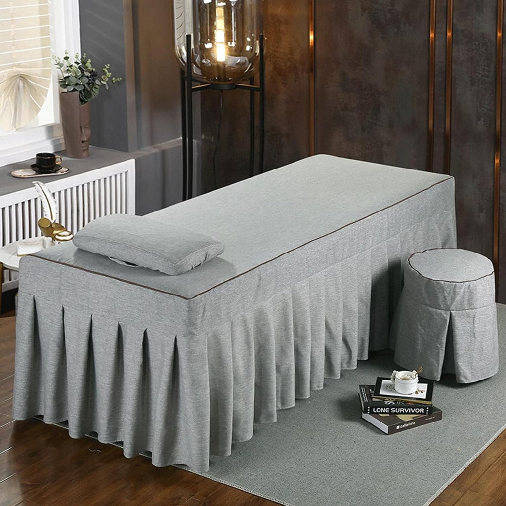 Massage Table Skirt with Breath Hole Soft Massage Bed Cover with Skirt Spa Bed Cover with 4 Corner Elastic Band Massage Table Bed Sheet Square Round Head,Grey,70 * 185cm(T)