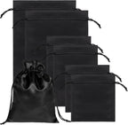 6 Pcs Toy Storage Bags, Quality Satin Silk Drawstring Pouch Adjustable Microfiber Toy Organizer Bags Gift Bag Foldable Ditty Bag for Women Men Toys Underwear Sunglasses Cosmetic (3 Sizes Black)