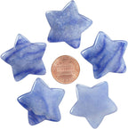 mookaitedecor Set of 5 Star Shape Healing Crystal Pocket Palm Stones, Polished Worry Stone for Reiki Chakra Balancing, Jewelry Making, Home Decoration, Blue Aventurine