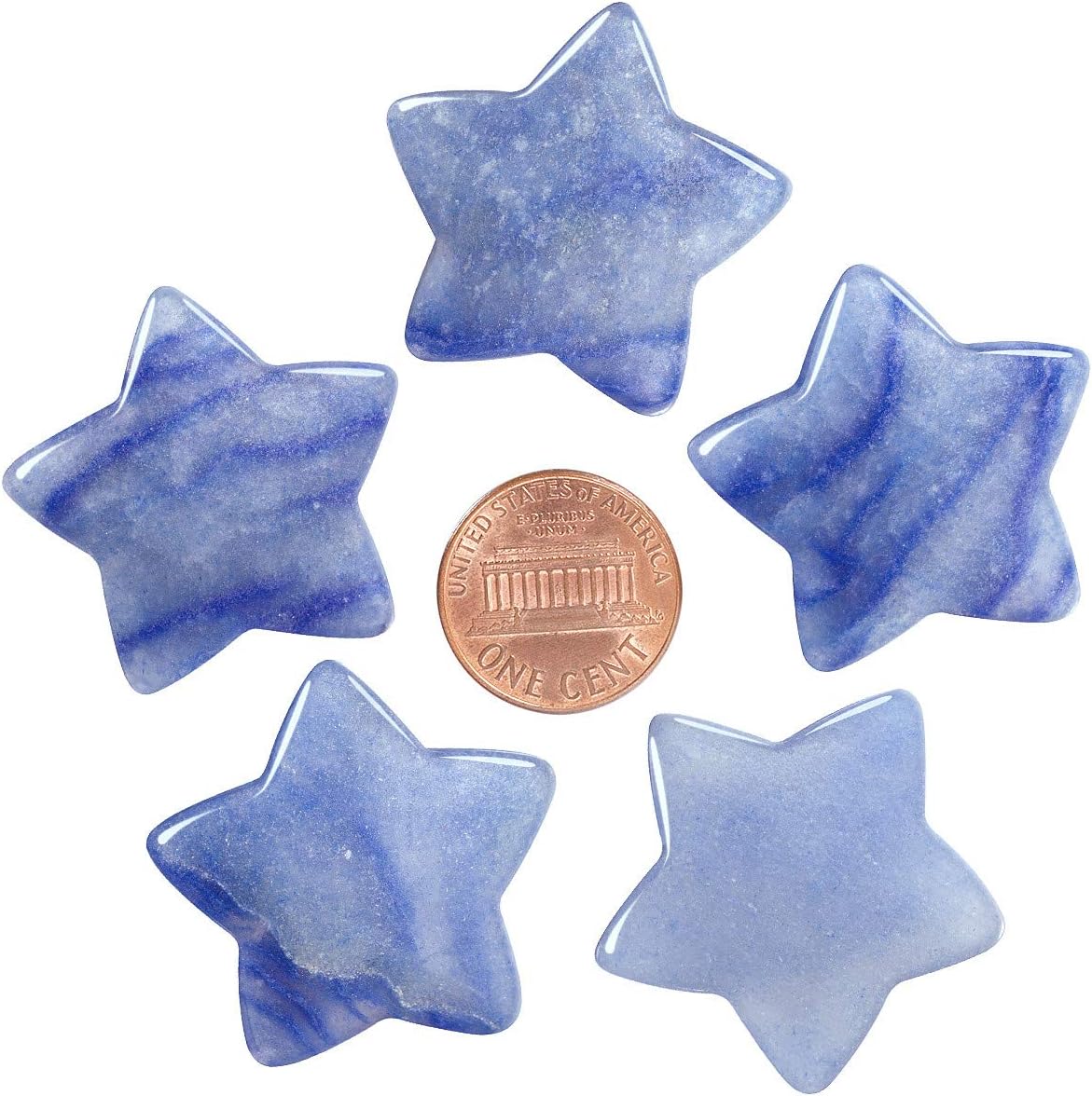 mookaitedecor Set of 5 Star Shape Healing Crystal Pocket Palm Stones, Polished Worry Stone for Reiki Chakra Balancing, Jewelry Making, Home Decoration, Blue Aventurine