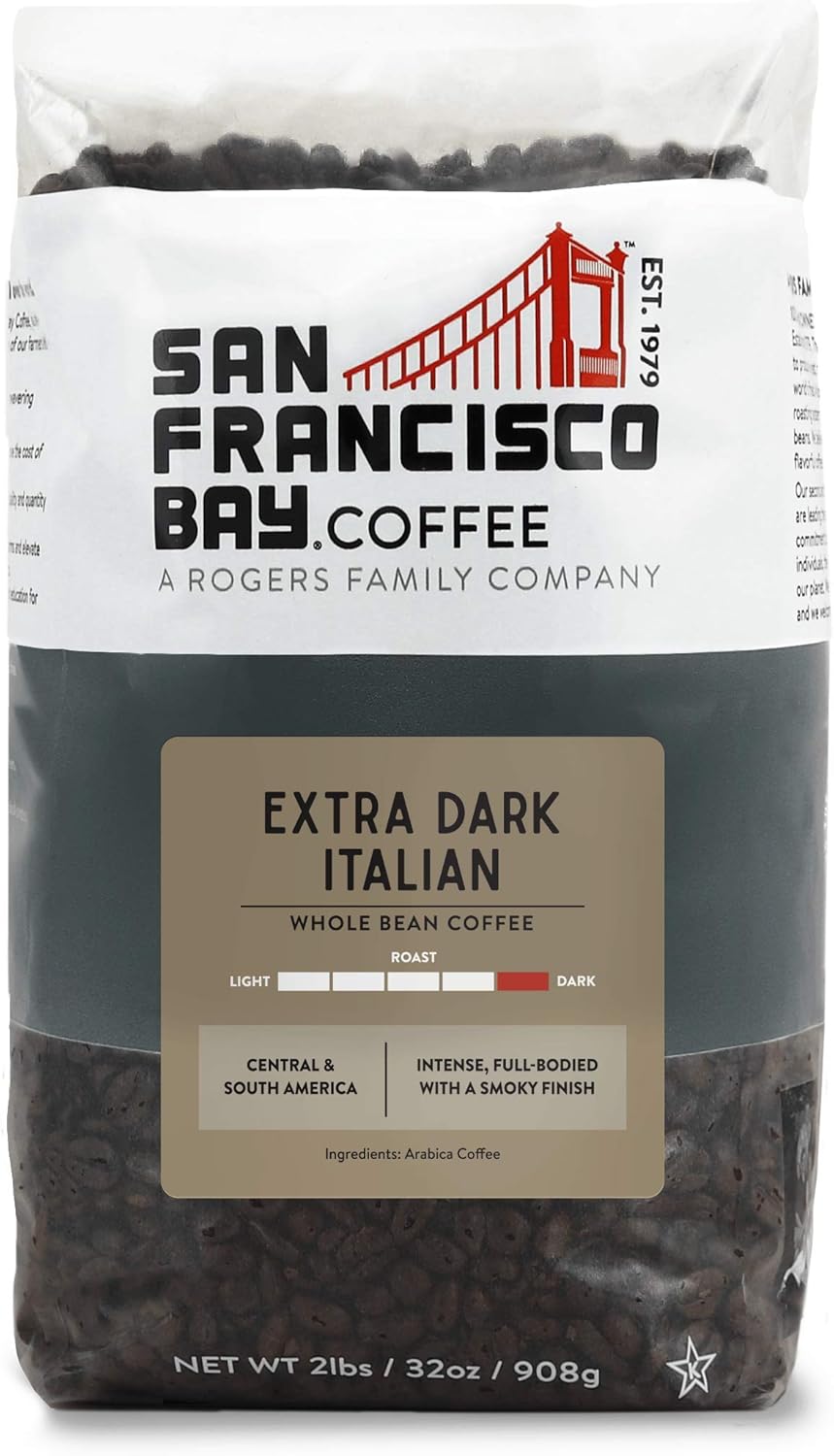 San Francisco Bay Coffee - Dark Roast Whole Bean Coffee - Extra Dark Italian (2 lb bag)