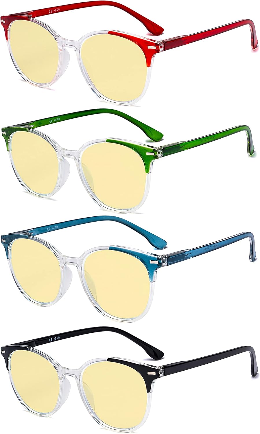 Eyekepper 4-pack Round Blue Light Blocking Glasses Women Yellow Tinted