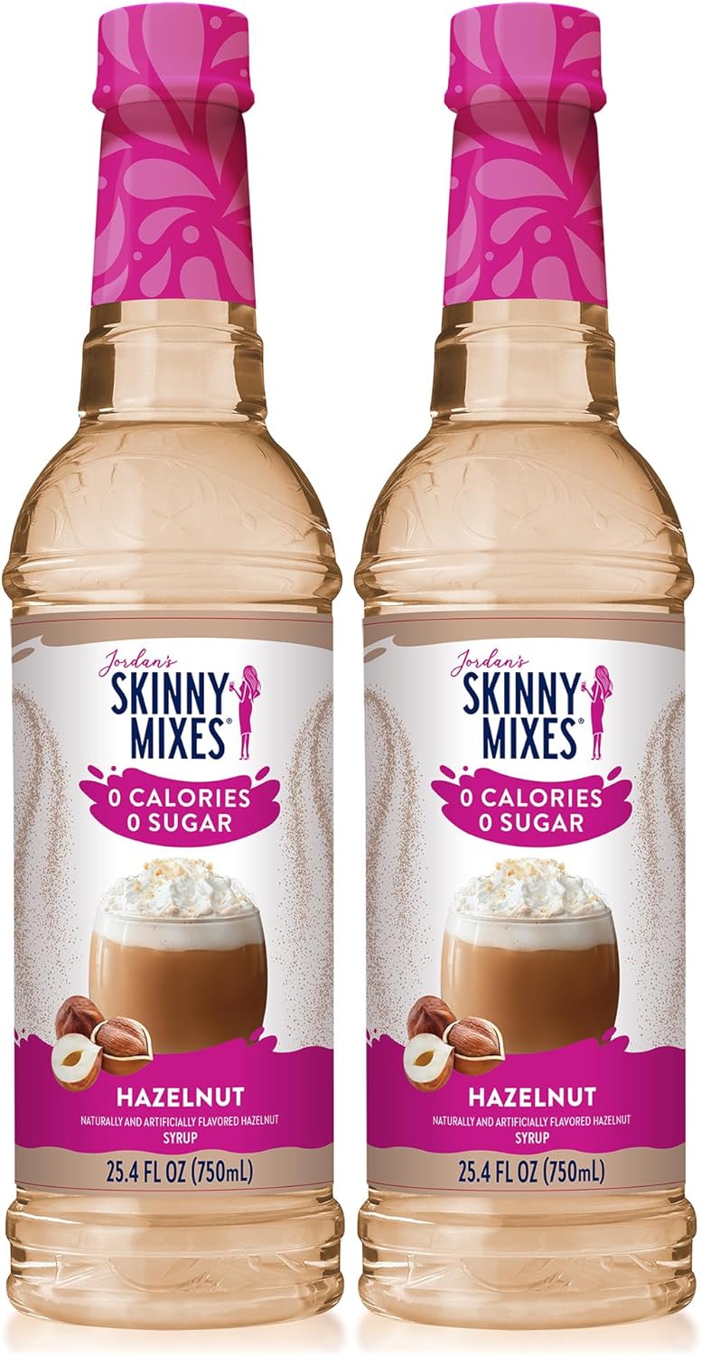 Jordan's Skinny Mixes Syrups, Hazelnut Coffee Syrup, Sugar Free, 25.4 Ounces (Pack of 2), Zero Calorie Drink Flavoring & Mixes