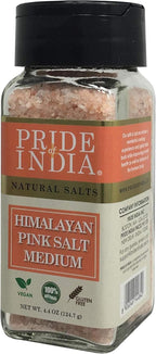 Pride Of India - Pure Himalayan Pink Salt - Enriched w/ 84+ Natural Minerals, Medium Grind Dual sifter (4.2 oz, 119.1 gm)