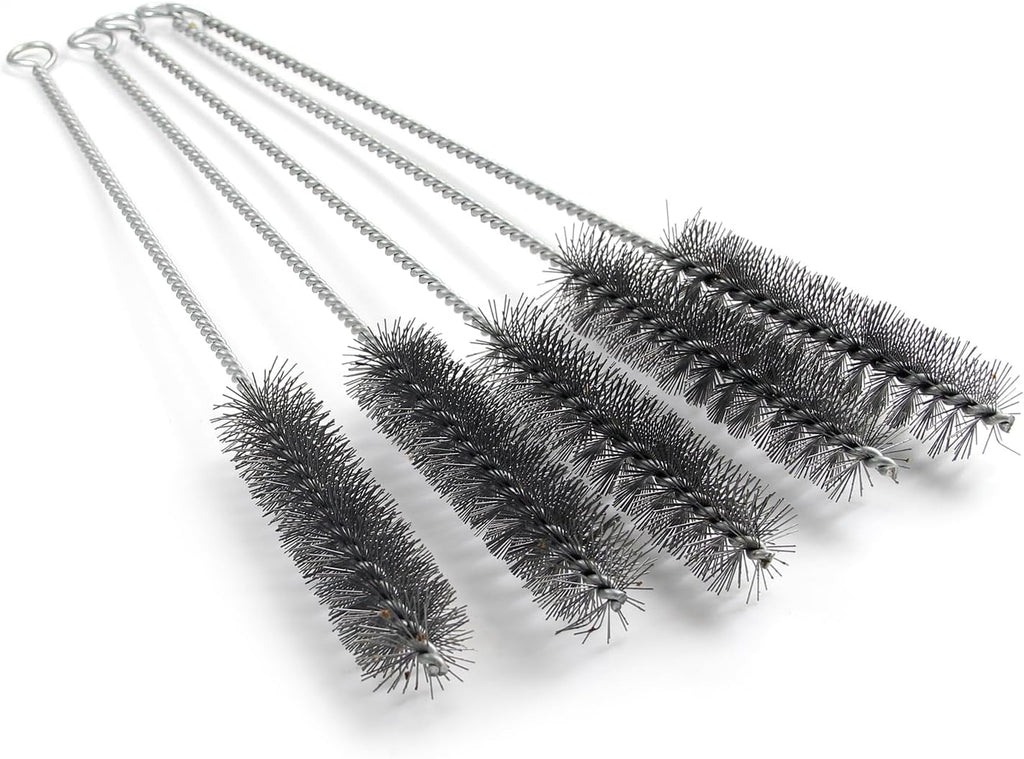 Utoolmart Wire Tube Brushes, Stainless Steel Bottle Bristle Cleaning Spiral Power Pipe Brush, 1.0-inch Diameter 12-inch Long-Handle Cleaner for Auto Parts, Bottles, Tubes, Keyboards,Glass 5pcs
