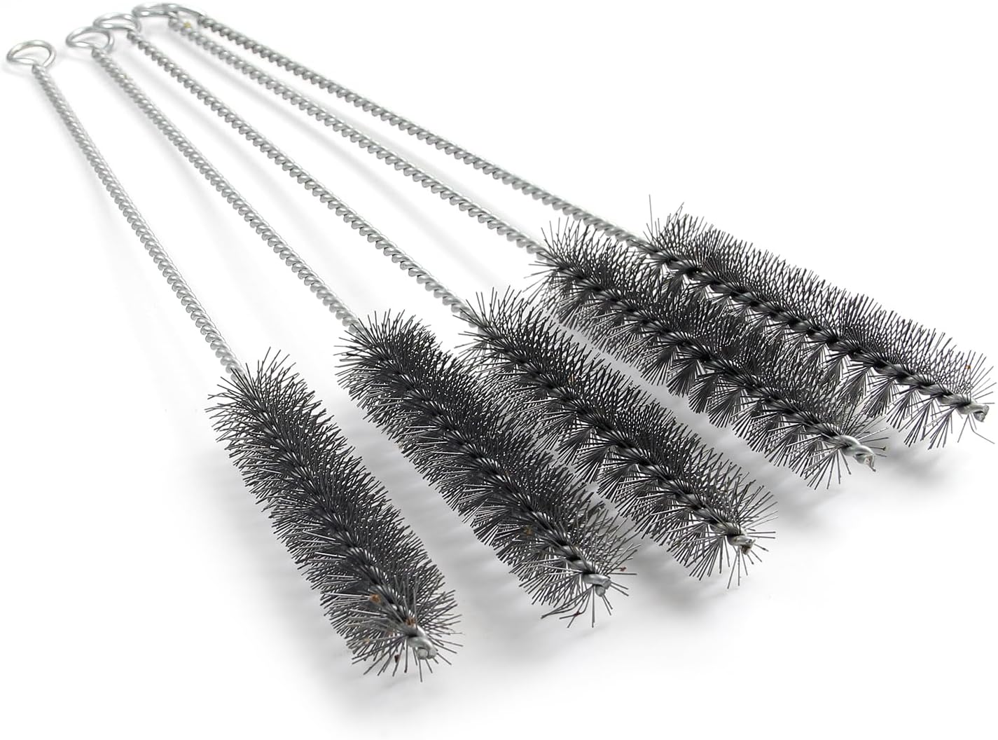 Utoolmart Wire Tube Brushes, Stainless Steel Bottle Bristle Cleaning Spiral Power Pipe Brush, 1.0-inch Diameter 12-inch Long-Handle Cleaner for Auto Parts, Bottles, Tubes, Keyboards,Glass 5pcs