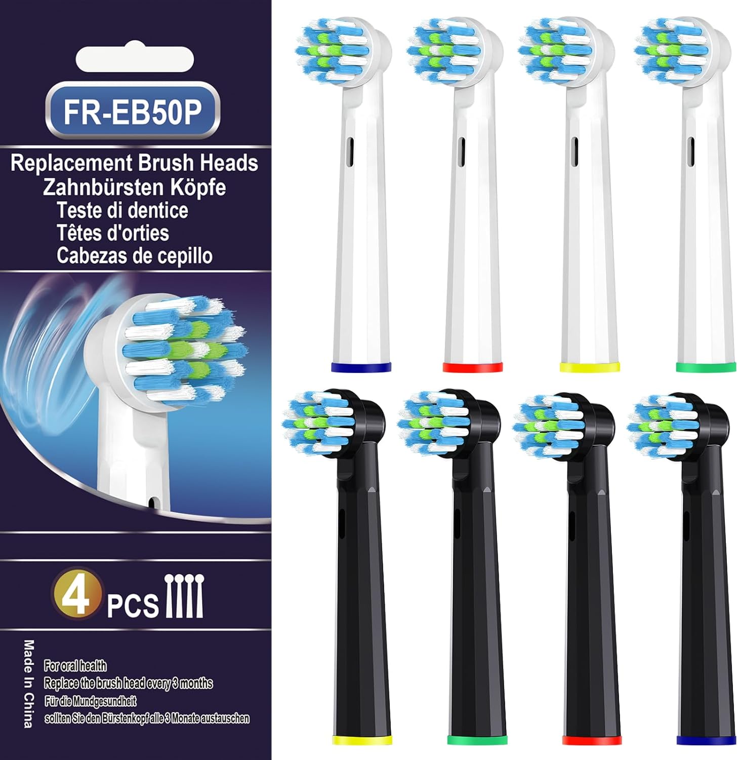 Replacement Toothbrush Heads Compatible with Oral B Pro 1000,Professional Clean,Gentle on Gums,Brush Head Refills Compatible with Oral B Braun Genius/Smart/Vitality Series,8 Pack