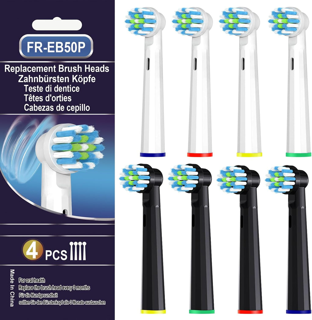8-Pack Medium-Soft Replacement Brush Heads Compatible with Oral B Pro 1000/Genius/Smart 1500 - Gentle Deep Clean