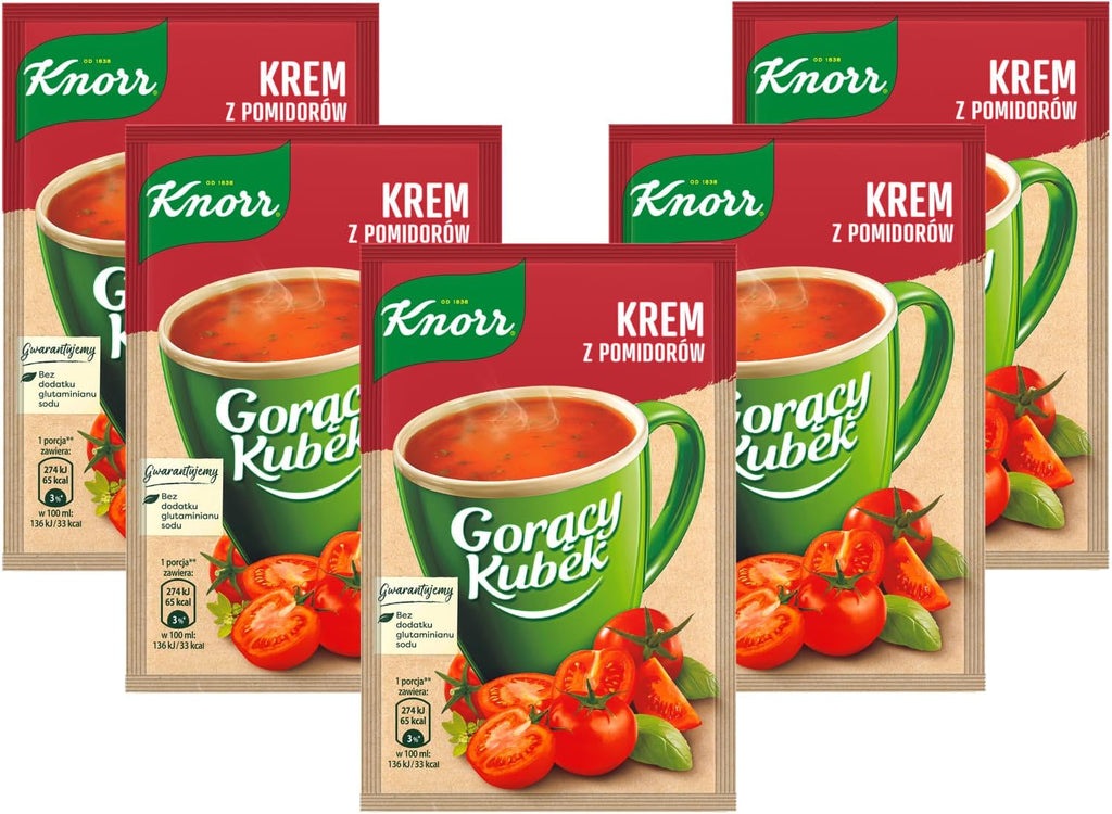 Knorr Hot Cup Cream of Tomatoes Instant Soup Goracy Kubek, 19g (Pack of 5)