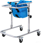 Folding Walking Frame for 31.5-47.2in Height Kids, Adjustable Child Walker with Seat and Wheels, Mobility Aid Rollator for Cerebral Palsy Rehabilitation Training (Blue)