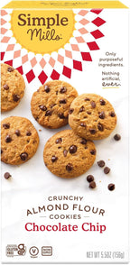 Simple Mills Almond Flour Chocolate Chip Cookies, Gluten Free and Delicious Crunchy Cookies, Organic Coconut Oil, Good for Snacks (Packaging May Vary)