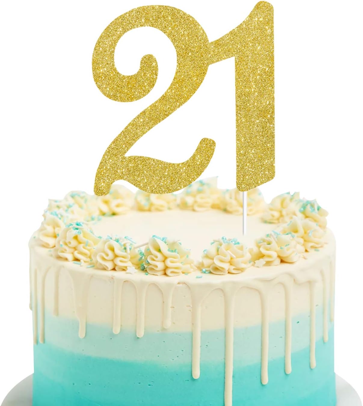 Numbrer 21 Cake Topper for Happy 21th Birthday or Anniversary Party Decoration Supplies