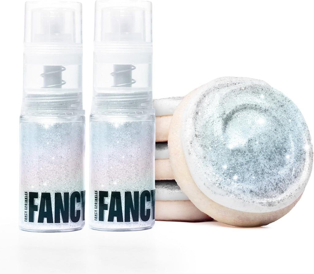 Fancy Sprinkles Moonstone Iridescent Premium Edible Glitter Spray for Sparkling Food & Drinks No Taste or Texture (4gm, Moonstone Edible Glitter 2 Pack)