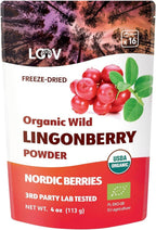 Organic Wild Lingonberry Powder – Freeze-Dried & Powdered Nordic Superberry, Traditional Scandinavian–Swedish Food – Pure, Non-GMO & No Added Sugar – 4oz (16 Servings)
