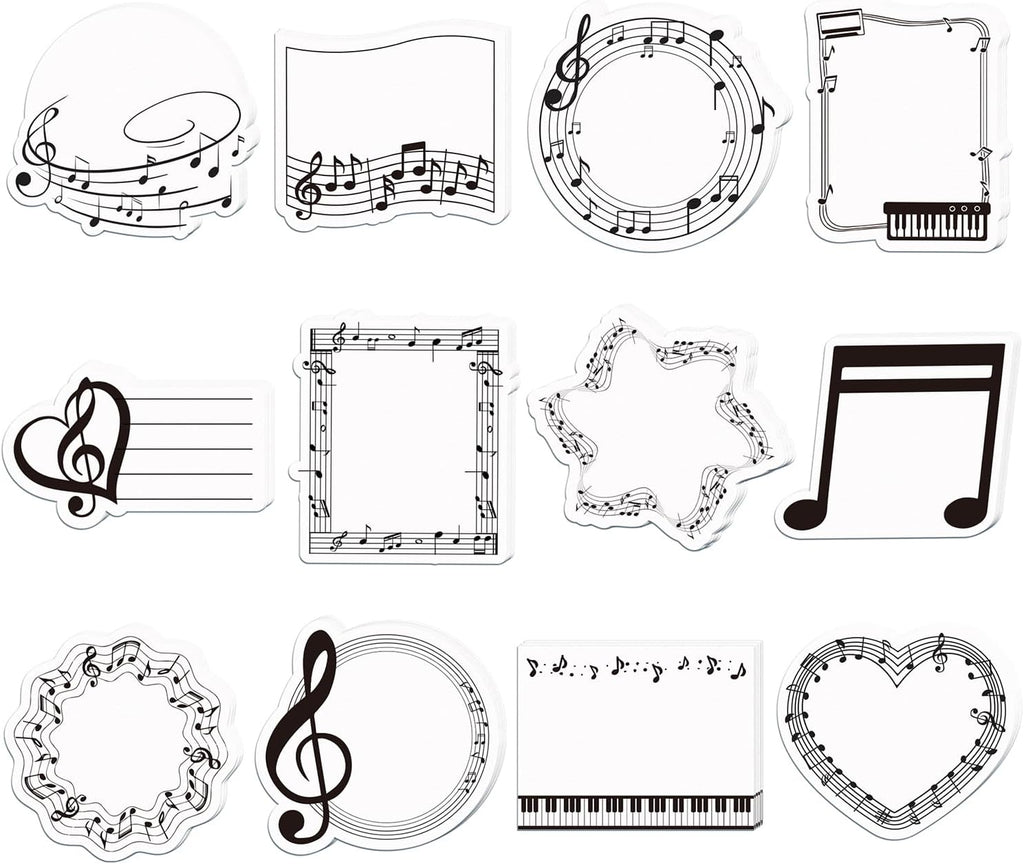 240 Sheets/12 Pads Music Themed Sticky Notes Self-Adhesive Musical Writting Notepads Music Note Post Its Message Reminder for Teacher Appreciation Home School Office Supplies