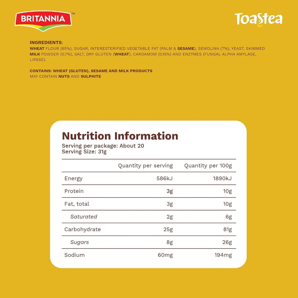 BRITANNIA Toastea Suji Rusk 21.51oz (610g) - Biscotte De Semoule - Crispy Tea Time Snack - Crispy Crunchy Toast (Pack of 1)