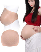 Solid Fake Pregnancy Belly Realistic Silicone False Pregnant Beer Belly for Cosplay Costume Actors Film Props (Mid Trimester, Waist M Size, Beige)