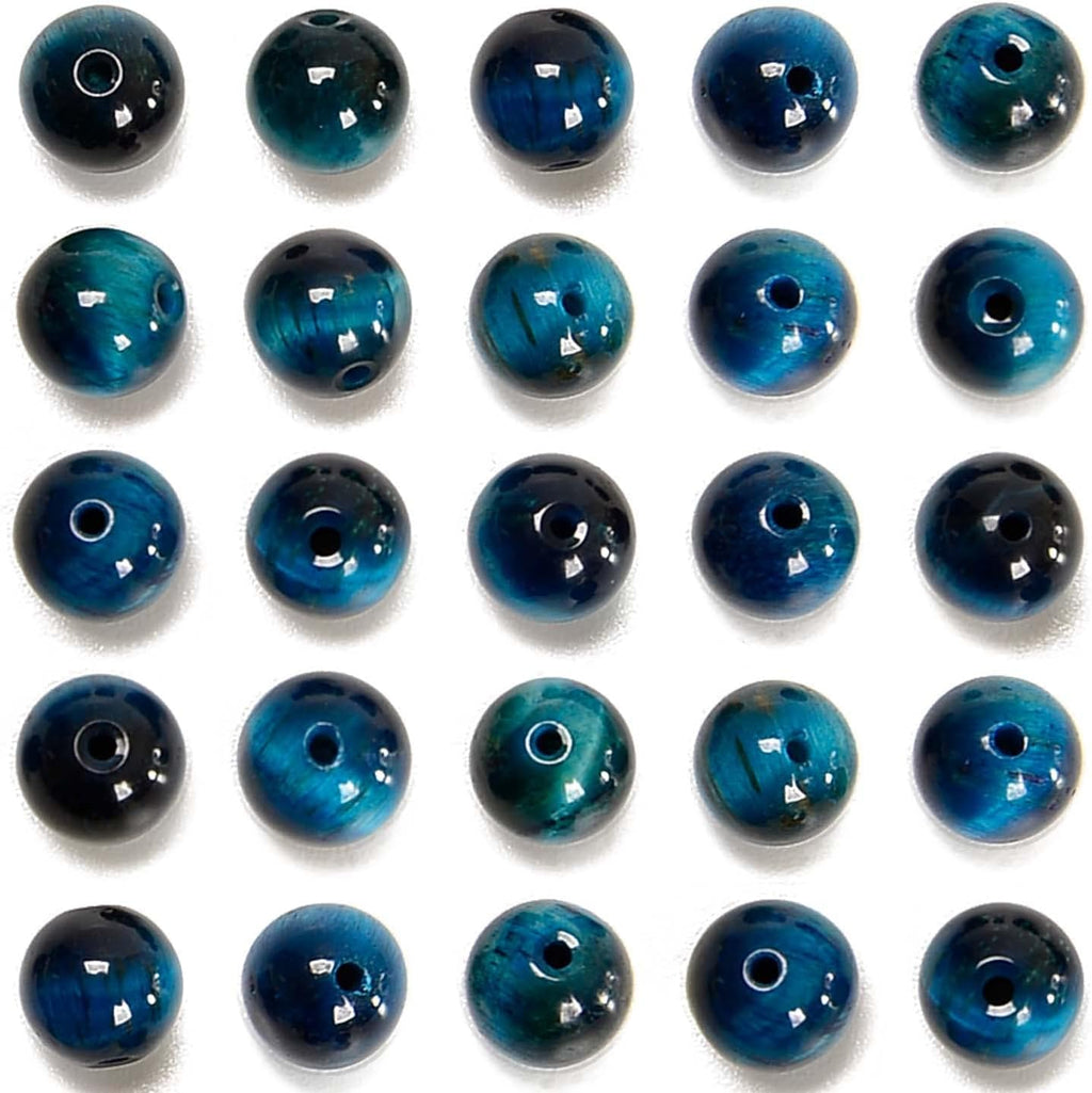 NCB 100PCS 8mm Natural Aquamarine Tiger's Eye Beads Gemstone Round Loose Stone Beads Spacer Beads for Jewelry Making with Crystal Stretch Cord (Aquamarine Tiger's Eye, 8mm 100Beads)
