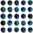 NCB 100PCS 8mm Natural Aquamarine Tiger's Eye Beads Gemstone Round Loose Stone Beads Spacer Beads for Jewelry Making with Crystal Stretch Cord (Aquamarine Tiger's Eye, 8mm 100Beads)