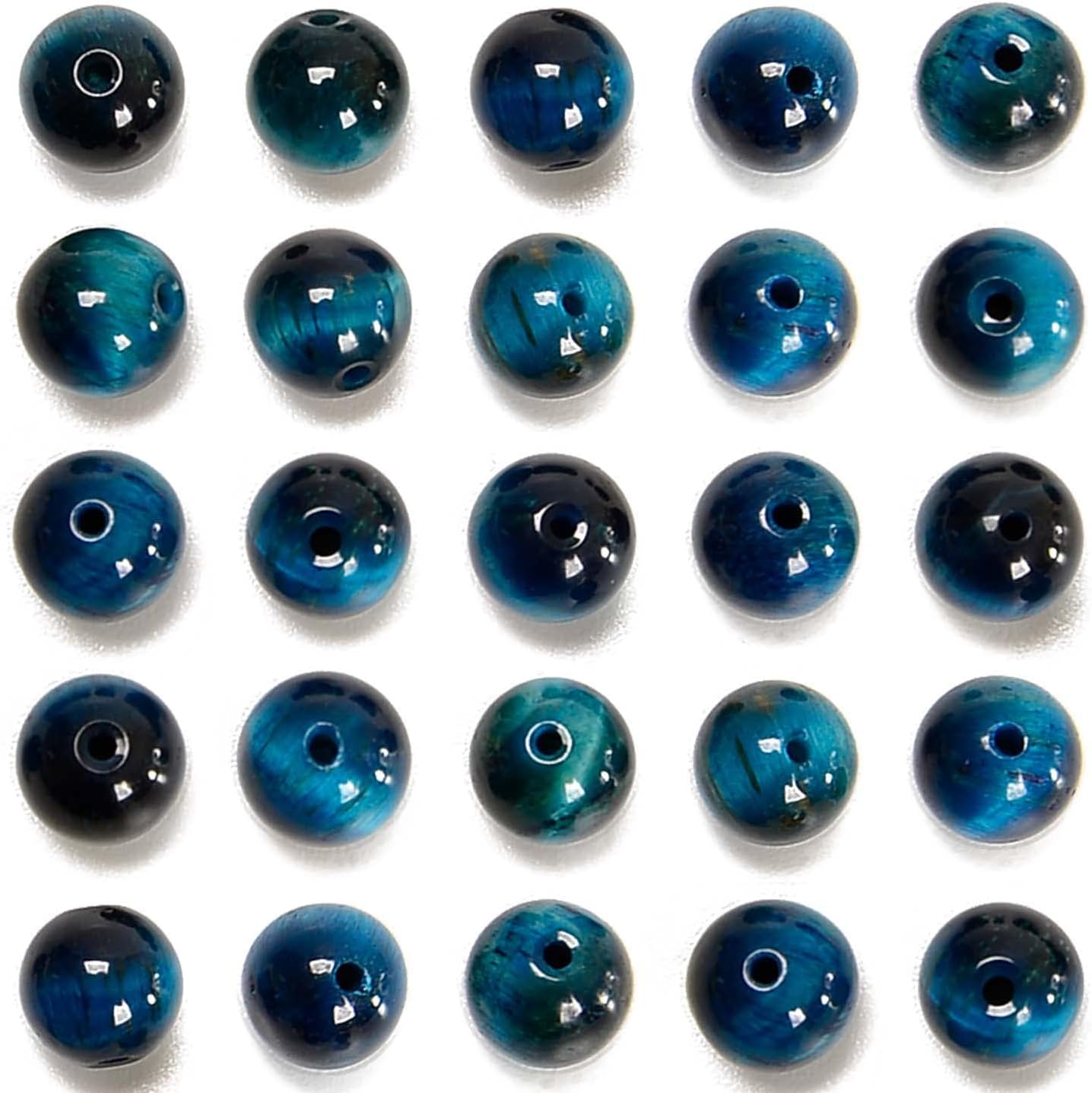 NCB 100PCS 8mm Natural Aquamarine Tiger's Eye Beads Gemstone Round Loose Stone Beads Spacer Beads for Jewelry Making with Crystal Stretch Cord (Aquamarine Tiger's Eye, 8mm 100Beads)