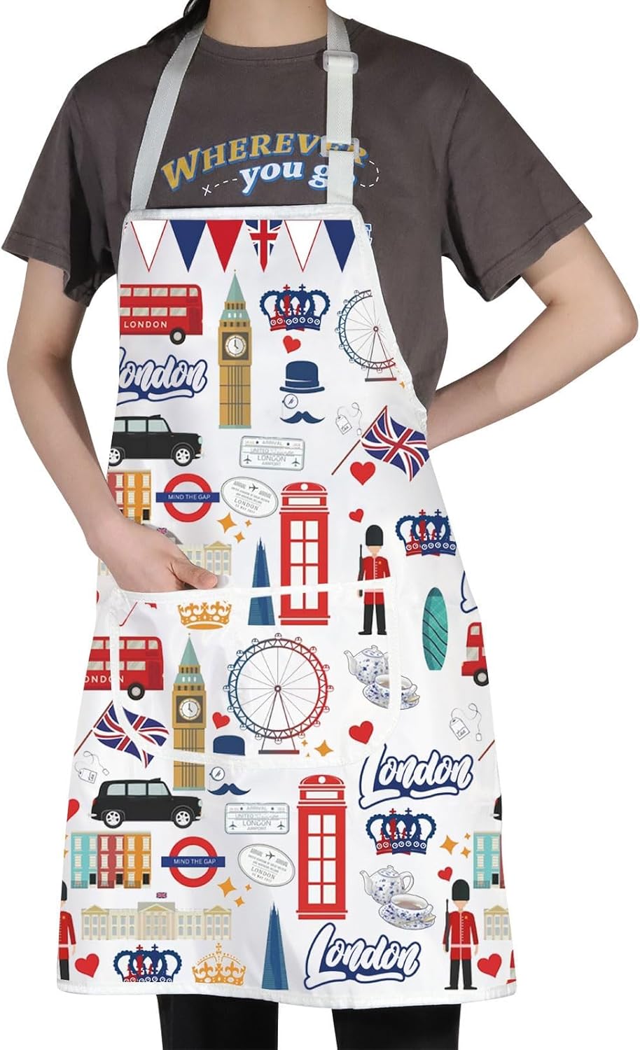JNIAP London Cooking Apron London Themed Gifts London Chef Apron London Baking Apron London Lover Gifts London Souvenir Gifts