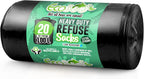 20 Pack Extra Strong Heavy Duty Refuse Sacks - 100L - 33 Microns - Recyclable Bin Bags, Leak Resistant, Eco-Friendly, Durable Waste Disposal Bags for Household & Commercial Use (736x990mm)