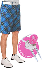 Royal & Awesome Mens Golf Shorts, Crazy Golf Shorts For Men, Plaid Shorts Men - Golf Tool Included