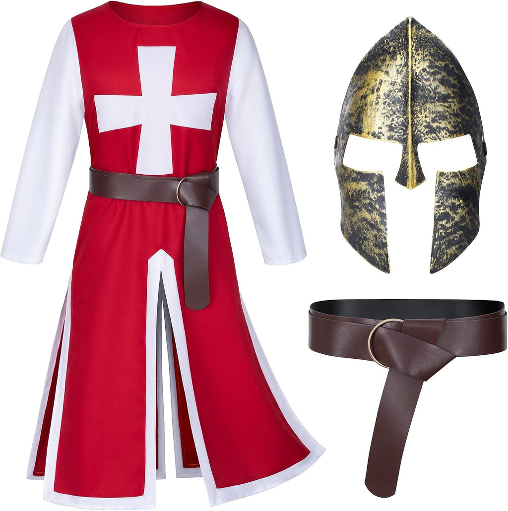 TOKYO REVENGERS Medieval Renaissance Crusader Knight Tunic Templar Robe Halloween Cosplay Warrior Costume Mask Belt Set