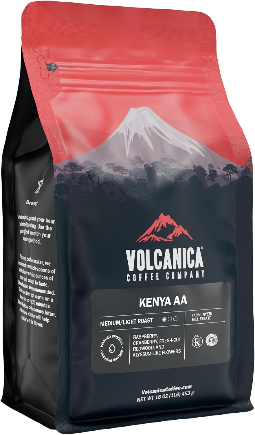 Kenya AA Coffee, 100% Pure, Whole Bean, Fresh Roasted, Kosher, 16-ounce