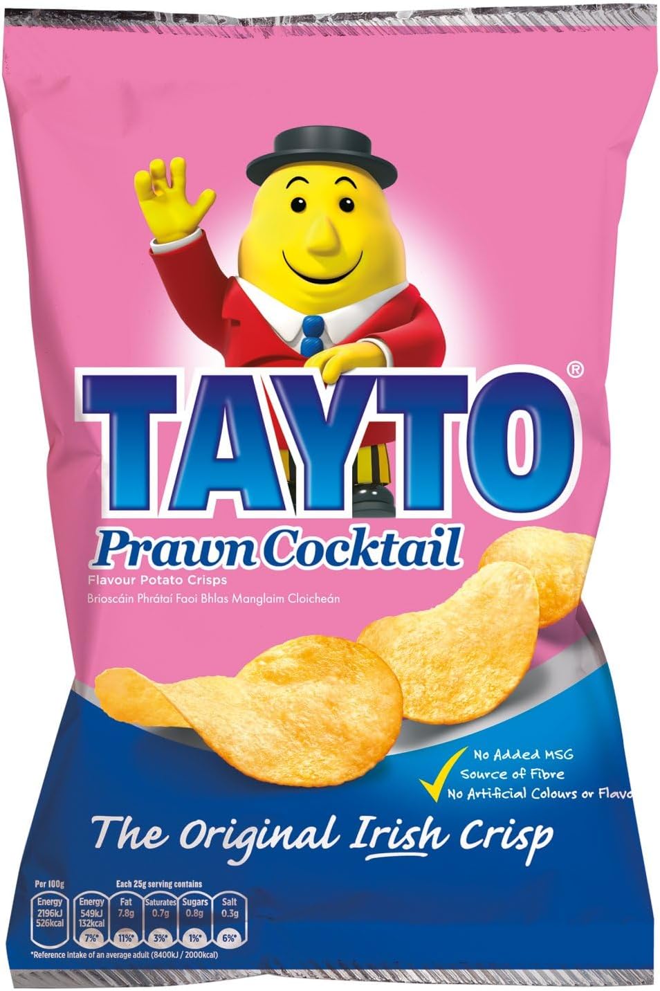 Tayto Prawn Cocktail Flavour Potato Crisps Share Bag, Pack of 3 (125g, 4.40oz)
