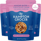 The Hampton Grocer Almond Butter & Chocolate Chunk Granola, 3 pack - Gluten-Free, Dairy-Free, Organic Oats & Pumpkin Seeds, Sweetened with Maple Syrup - Low Sugar, Crunchy, Small-Batch, 8oz