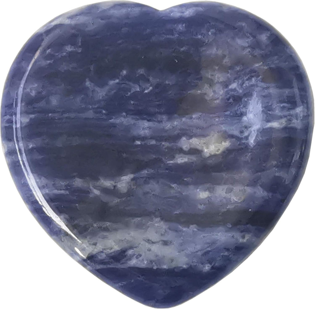 Natural Sodalite Heart Chakra Thumb Worry Stone,Hand Carved Healing Crystal Shaped Stone for Anxiety Stress Relief Meditation