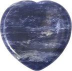 Natural Sodalite Heart Chakra Thumb Worry Stone,Hand Carved Healing Crystal Shaped Stone for Anxiety Stress Relief Meditation