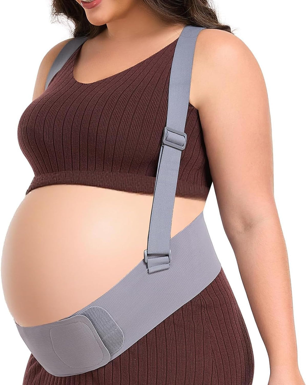 Belly Bands for Pregnant Women, Pregnancy Belly Band with Adjustable Support Brace Straps, Maternity Belt for Back, Abdomen and Waist (Gray,L)