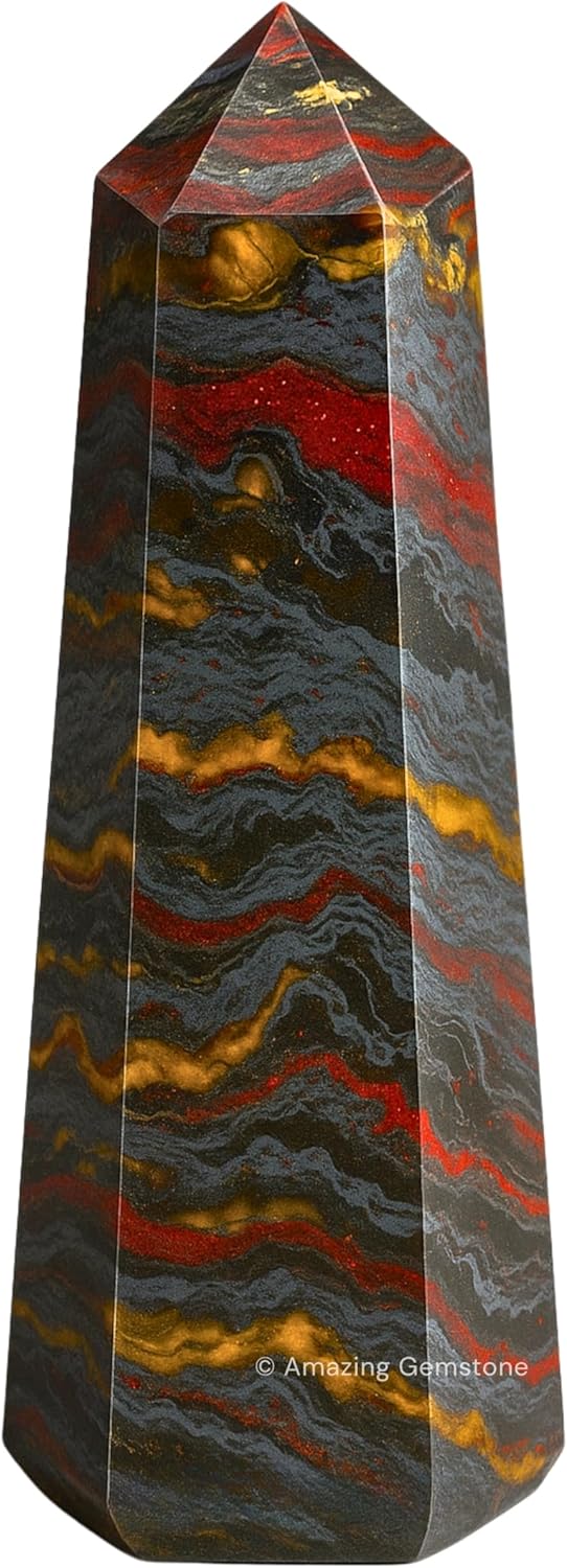 Amazing Gemstone Iron Tiger Eye Crystal Towers - Natural Healing Crystal Point Obelisk for Reiki Healing and Crystal Grid (2" to 3" INCH)